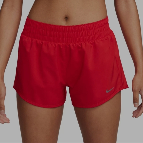 Nike Women's One Dri-FIT Mid-Rise 3" Brief-Lined Athletic Shorts Red Size Medium - Picture 1 of 6